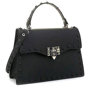 🆕🌿🖤HELLO 3 AM: BLACK Smooth Jelly Stud Buckle Crossbody Bag